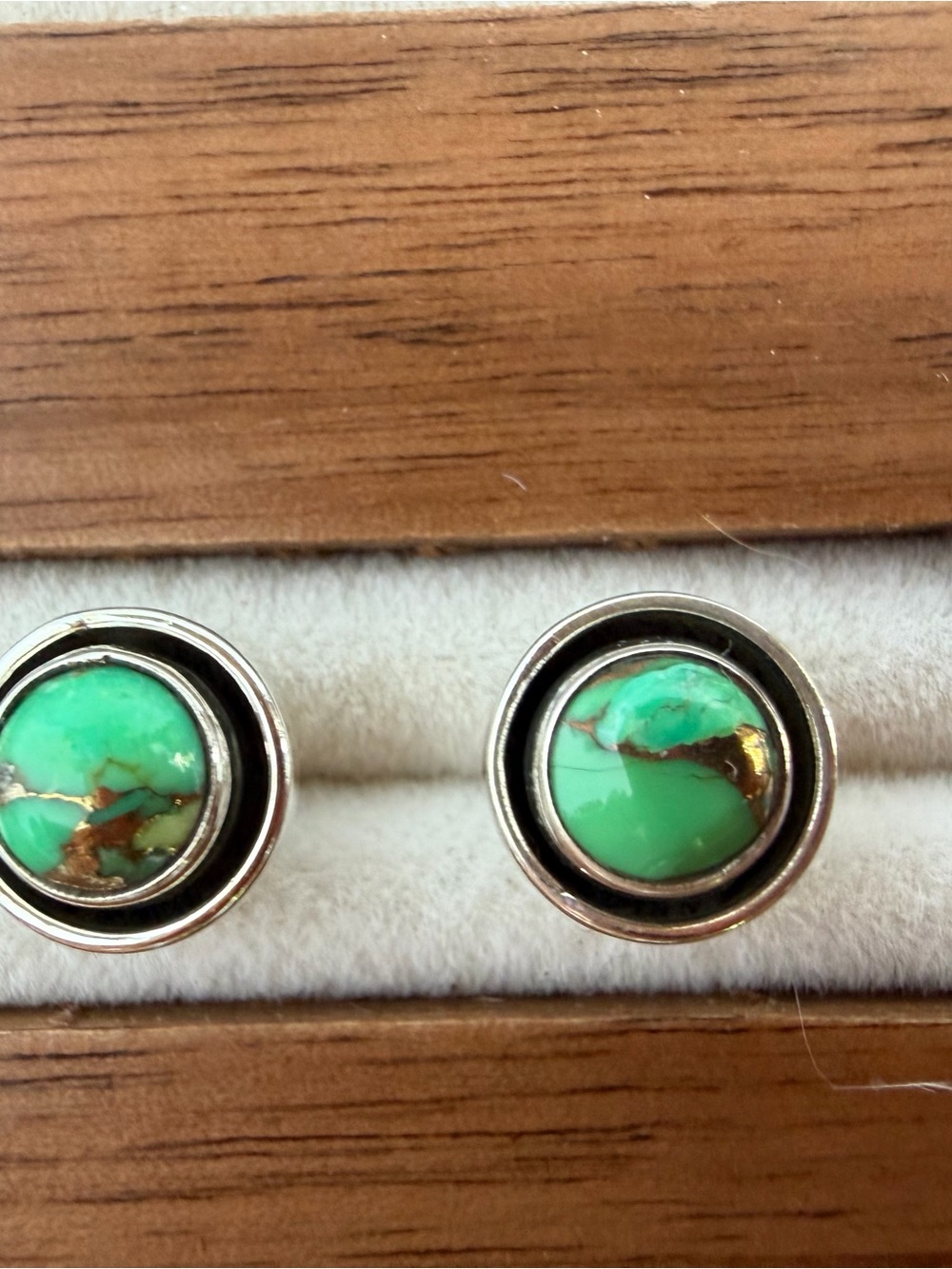Sterling Silver Green Turquoise Stud Earrings